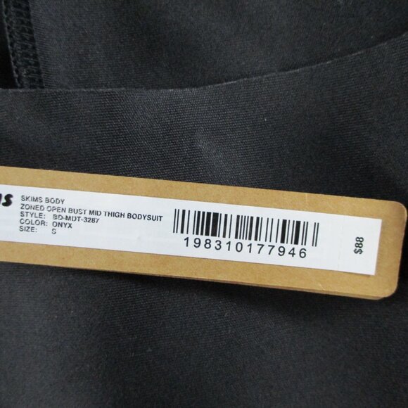 SKIMS Body Zoned Open Bust Mid Thigh Bodysuit Womens Small Onyx Black Shapewear - Picture 4 of 7